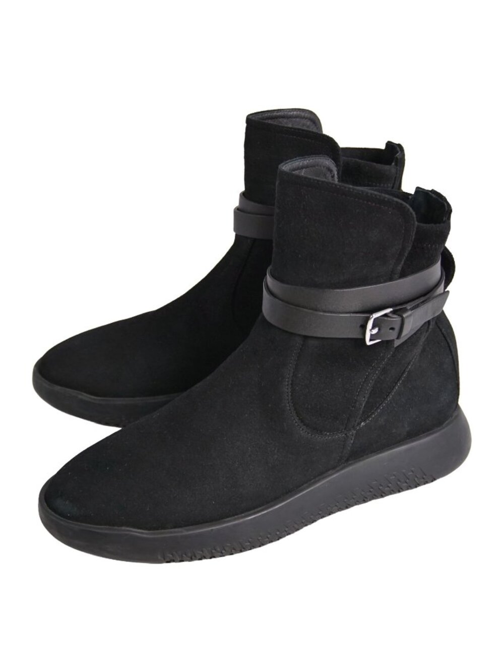 Hermes Boots Short Shoes Suede Leather Black